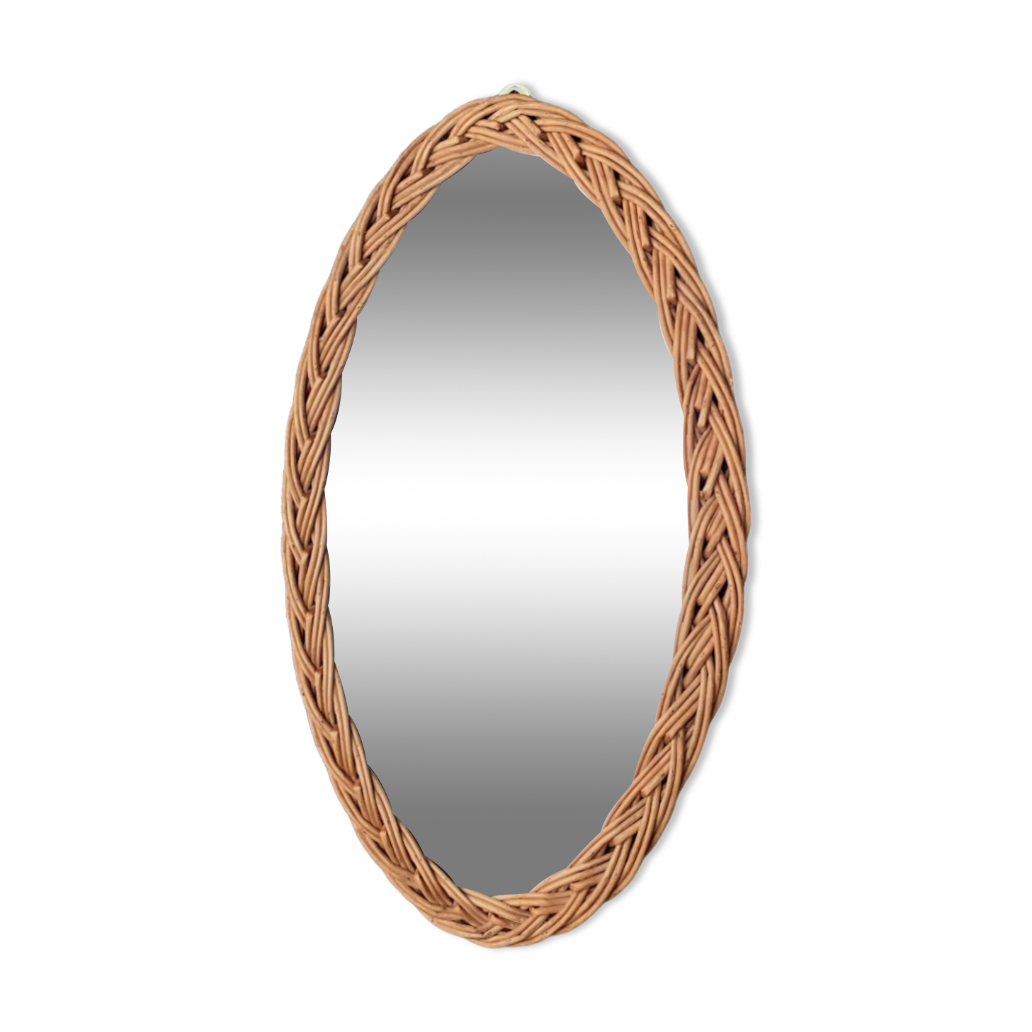 Oval mirror in vintage wicker
