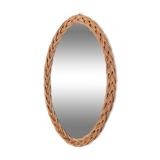Miroir ovale en osier vintage
