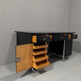 Bureau moderniste tchécoslovaque en chrome et bois, années 1950, Europe