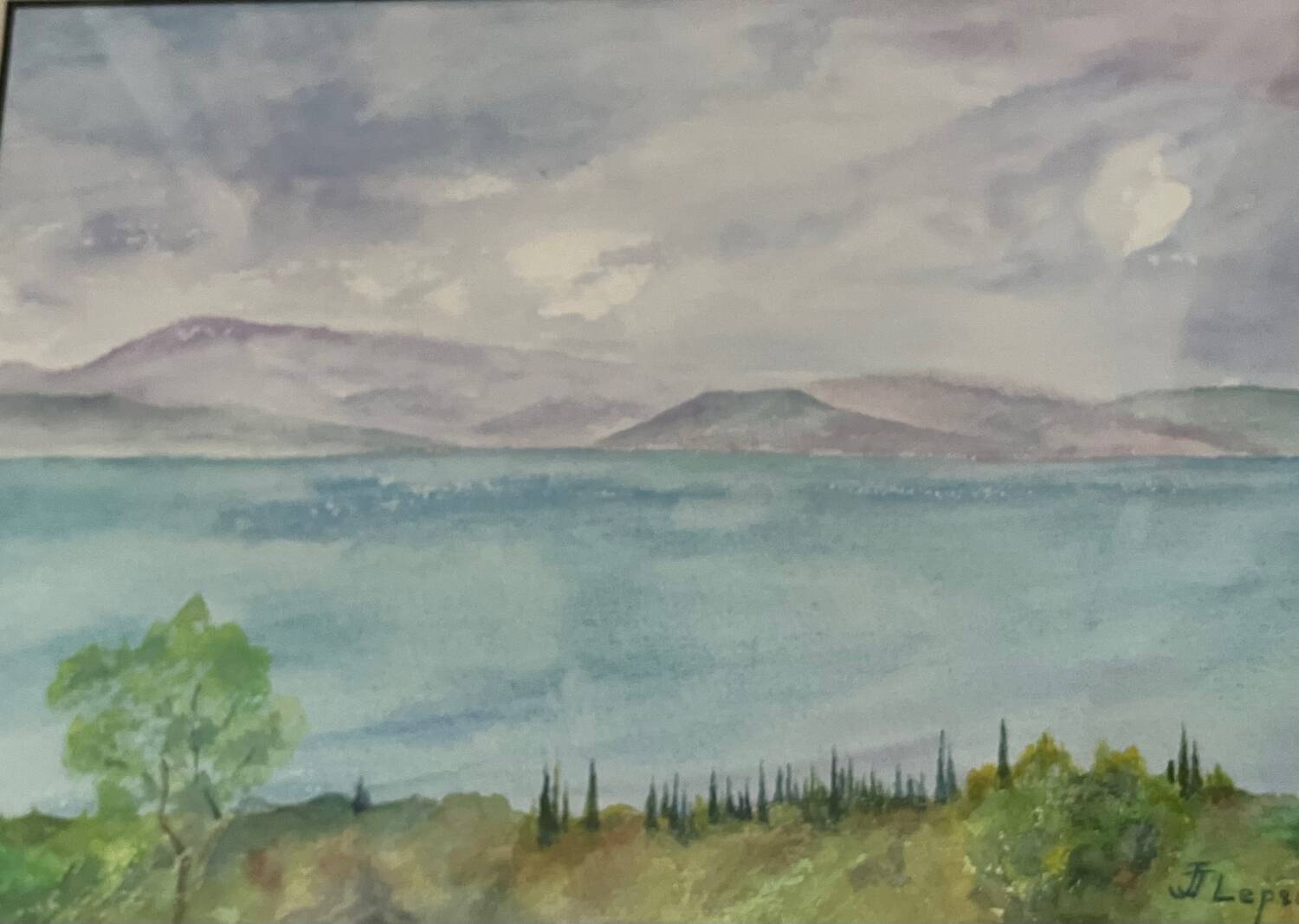Painting: Watercolor - Lake Odiwara by JJ Leproust