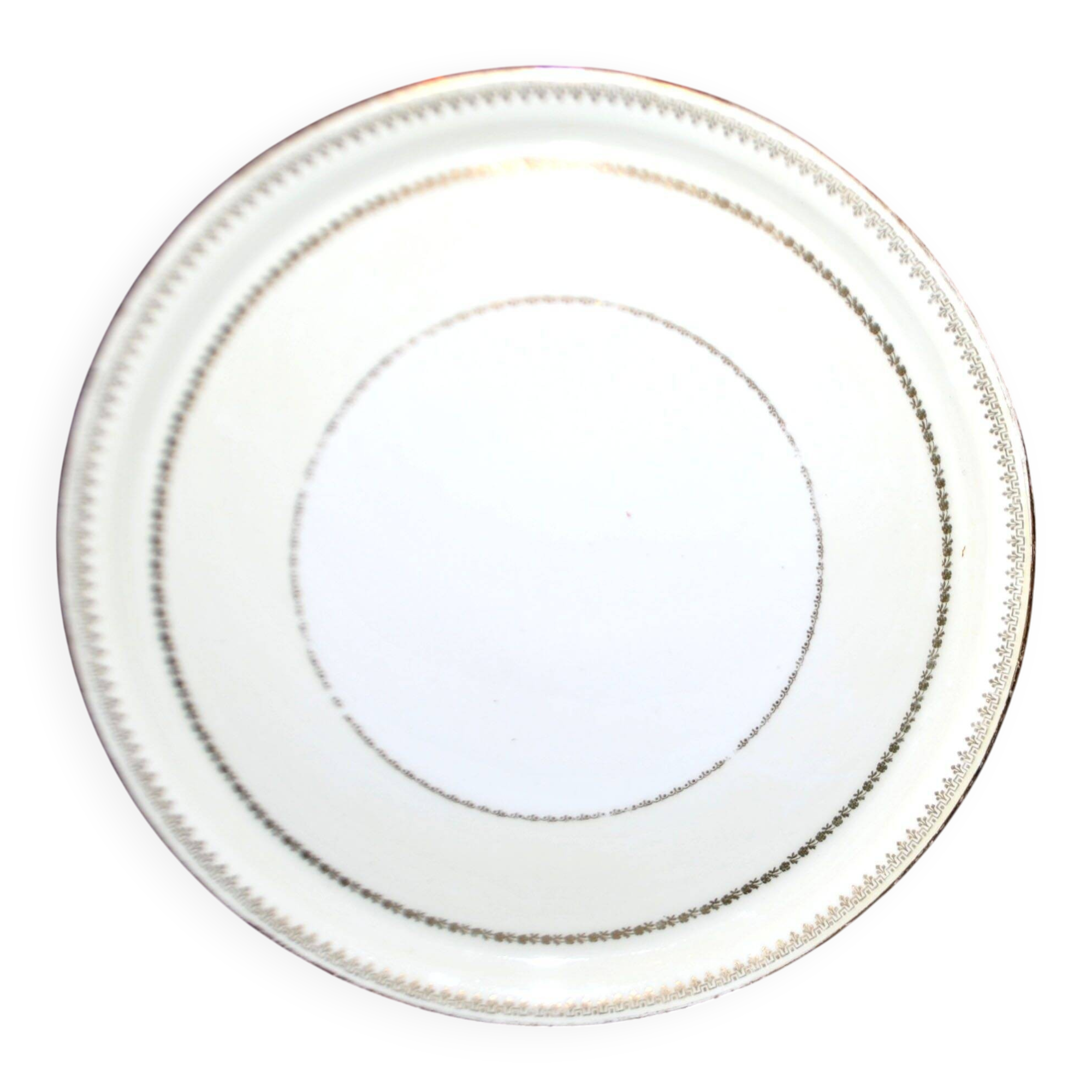Limoges porcelain pie dish with gold trim, 32cm.