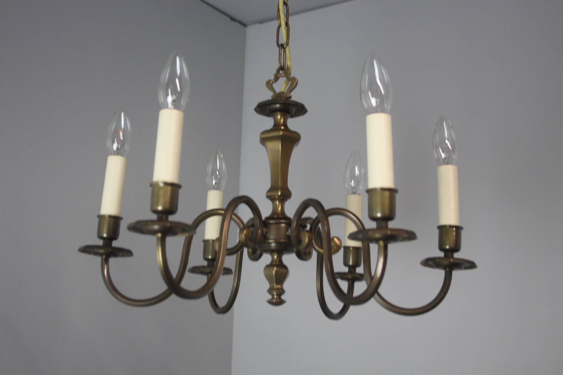 Vintage six-arm chandelier, 1970's.