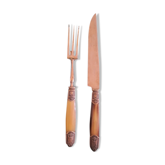 Bone and silver-plated metal cutlery set