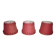 3 lampshades in jute and red braid + 1 vintage carcass