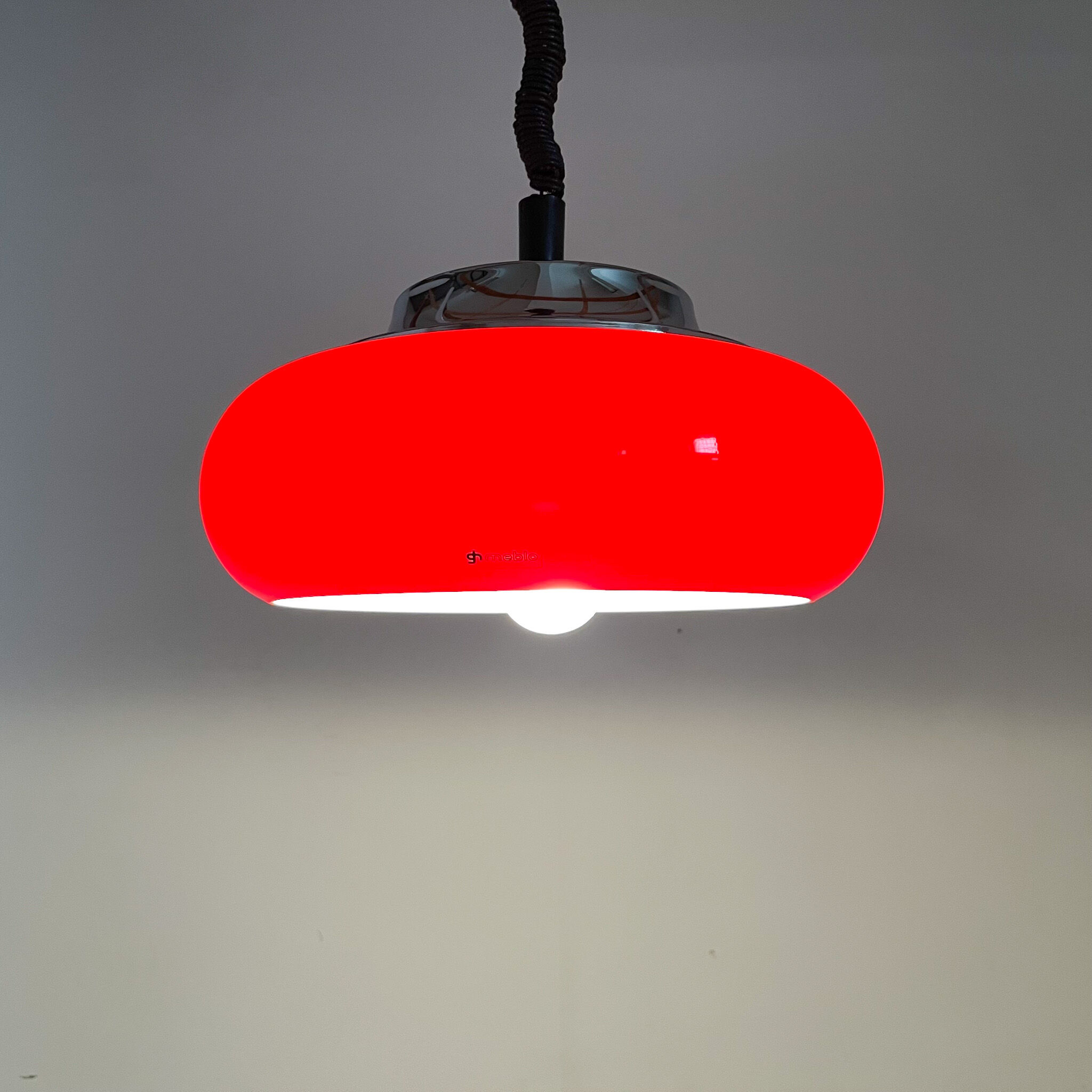 Mid century red pendant by Harvey Guzzini for Meblo, Italy
