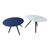 Set of 2 Imperial Line UFO coffee tables – Blue Fenix & white marble