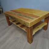 Coffee table with rustic wooden shelf