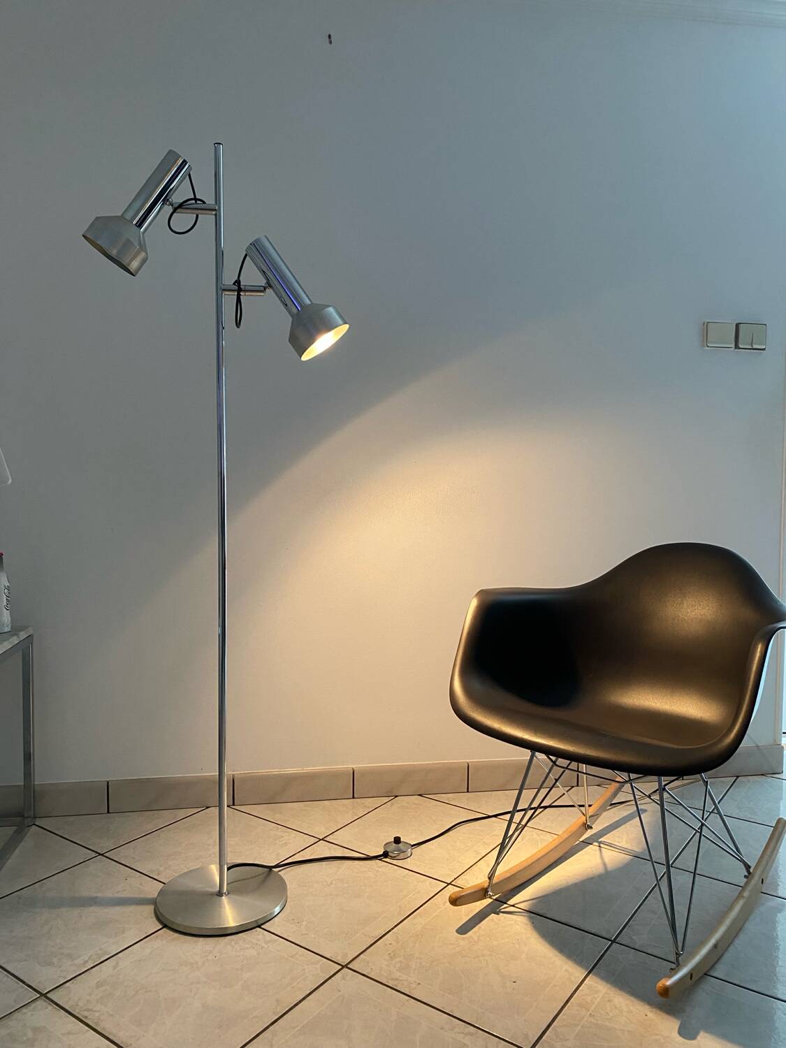 Lampe lampadaire liseuse Delmas vintage années 70 chrome & alu