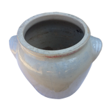 Large beige glazed stoneware pot, two ears.