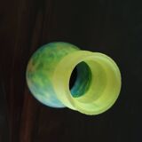 Blue-yellow marbled glass tulip in colochinte - signed