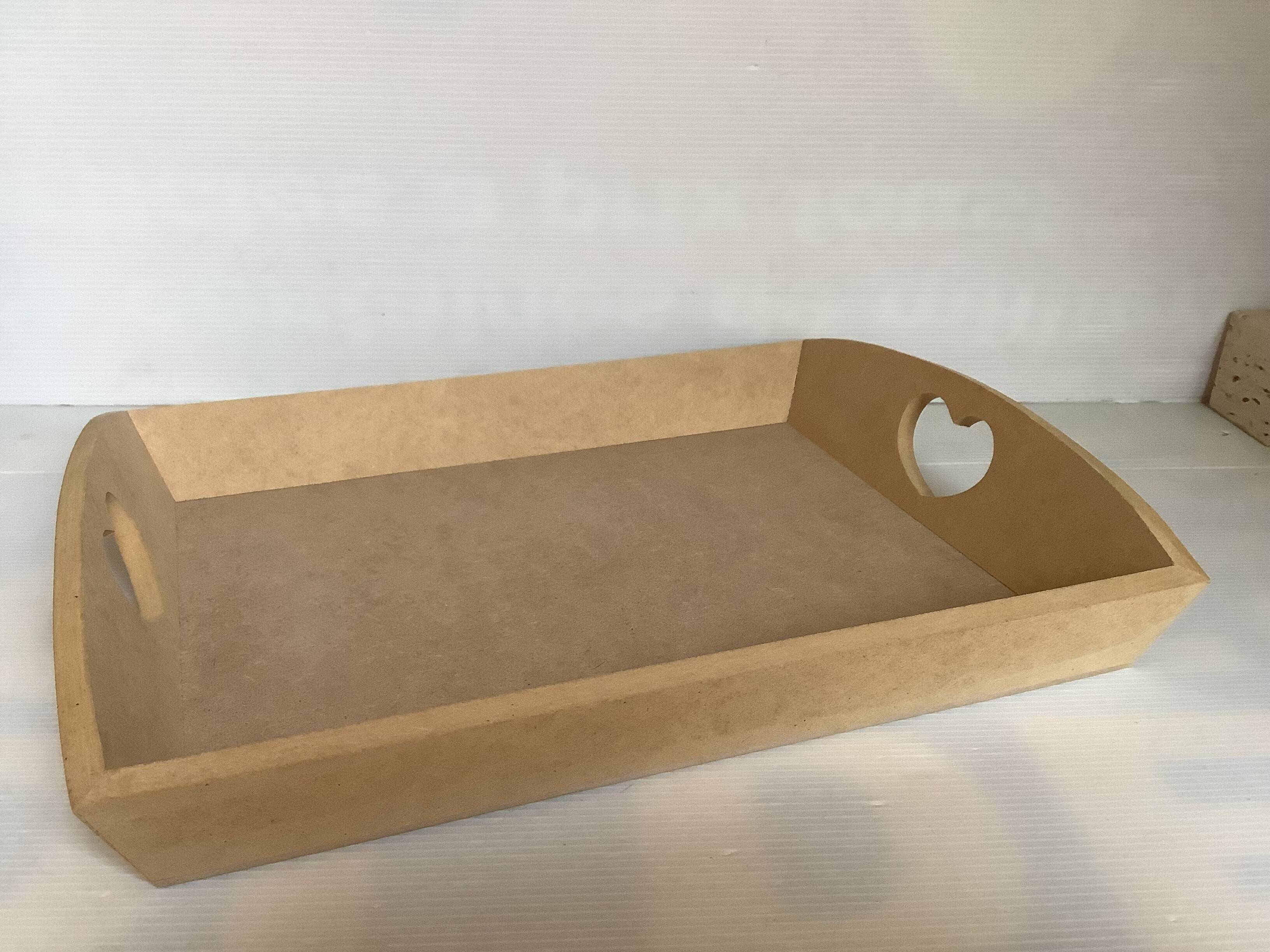 Tray with wooden heart handles