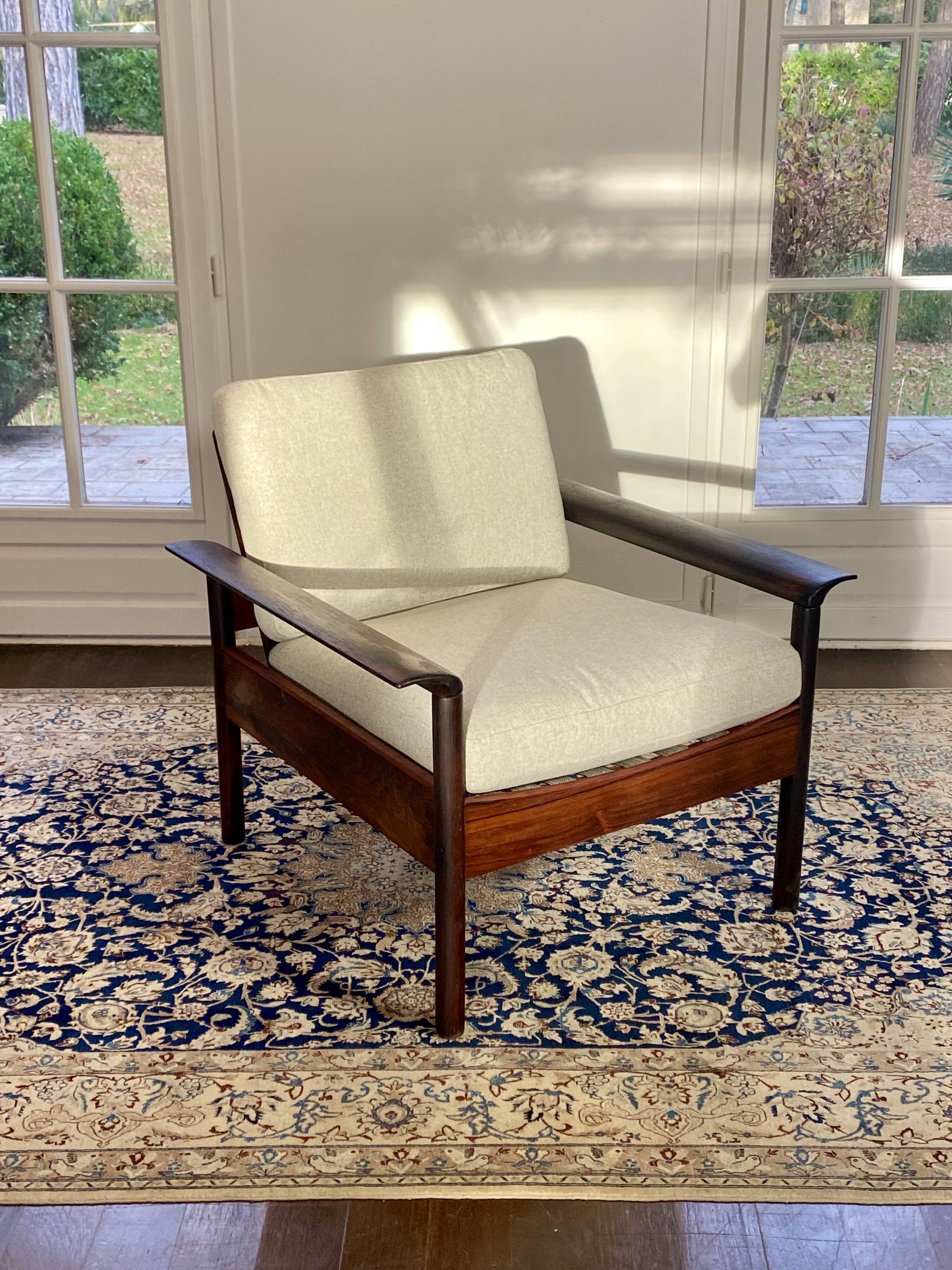 Fauteuil & Ottoman Hans Olsen – Vatne Møbler Danemark, 1960 Palissandre