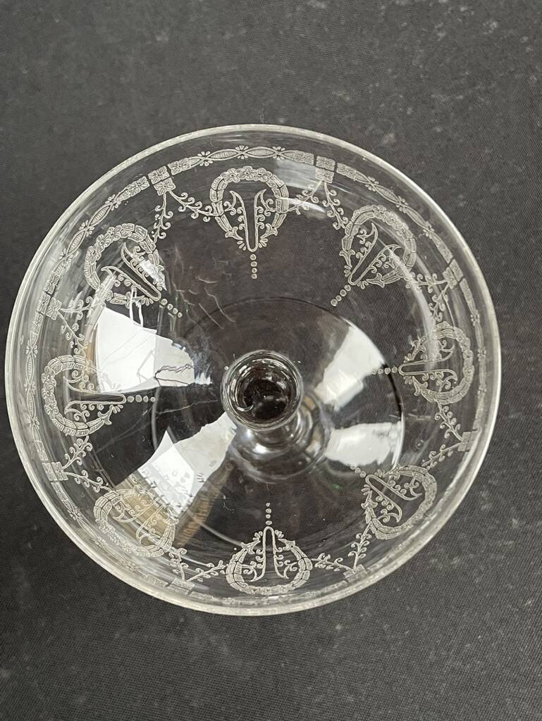 6 Champagne glasses – Saint Louis Christmas service rock crystal engraving 3540
