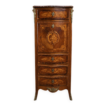 Secrétaire de Dame marqueté de style Louis XV – Décor floral –