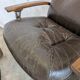 Vintage Panther Lounge Chair with Ottoman / Brown Leather Recliner Armchair