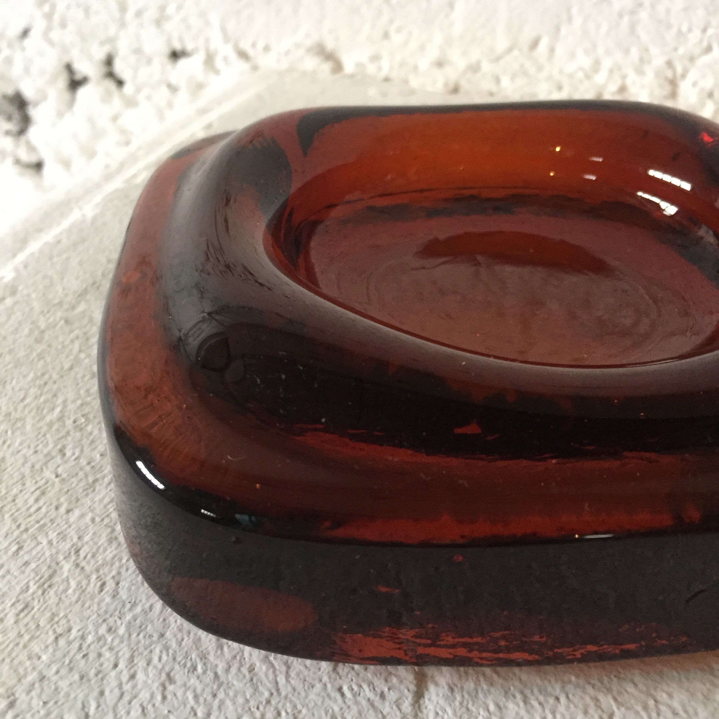 Brown glass ashtray