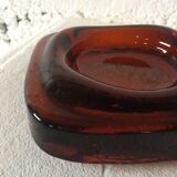 Brown glass ashtray