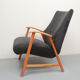 1950s armchair in anthracite velour, completly restored