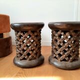 Set of 2 African Bamilike Cameroon stools, year 1950