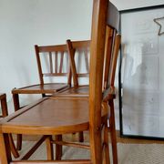 Set of 4 vintage bistro chairs in wood - brasserie style