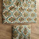 Ancienne parure de lit et coussin enfant,  années 70