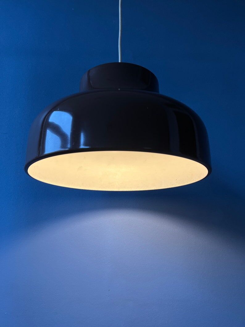 Vintage mid century pendant lamp in brown metal