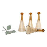 Set of 6 champagne flutes called 'trinquette' or 'cul sec' in mouth-blown glass, vintage