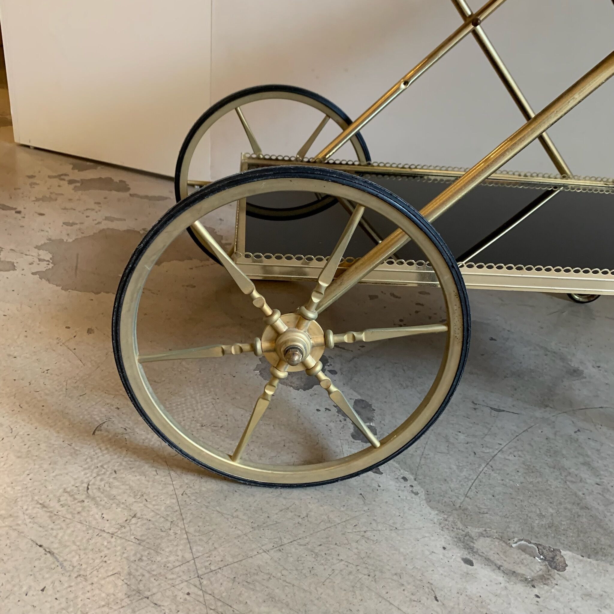 Brass and glass service trolley