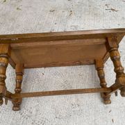 Table basse vintage 70s bois et carreaux céramique motifs oiseaux nature