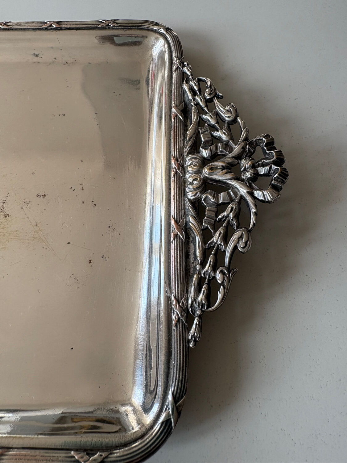 Small silver-plated letter tray