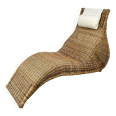 Karlskrona chaise longue by Karl Malmvall for Ikea, rattan