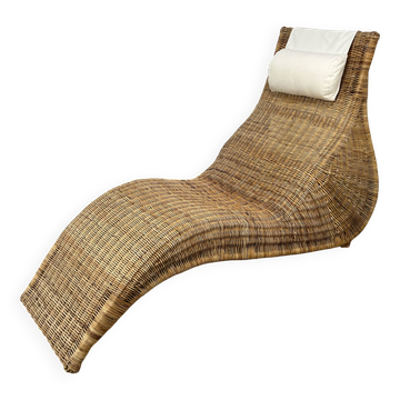 Chaise longue Karlskrona par Karl Malmvall pour Ikéa, rotin