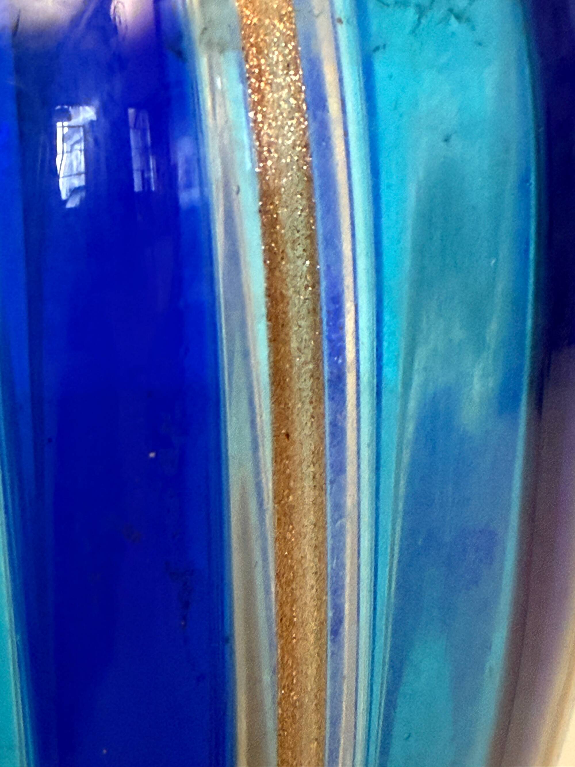 Murano Glass Vase with Blue and Light Blue Canes and Avventurine, 1980s