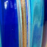 Murano Glass Vase with Blue and Light Blue Canes and Avventurine, 1980s