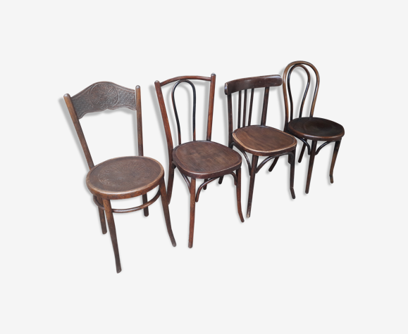 Chaises bistrot dépareillées, set de 4