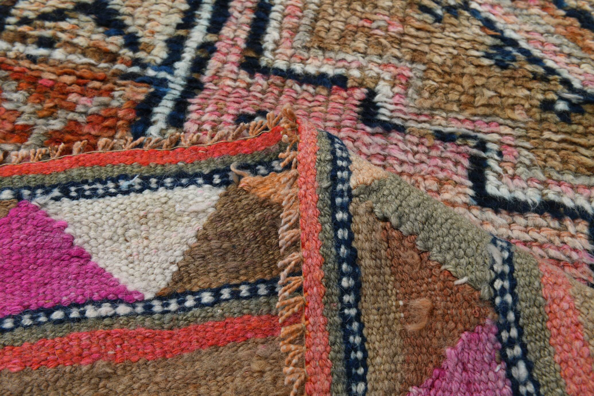 Navy Blue & Green Vintage Runner Rug, 80x323Cm