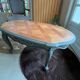 Table basse bois massif vert kaki et bois