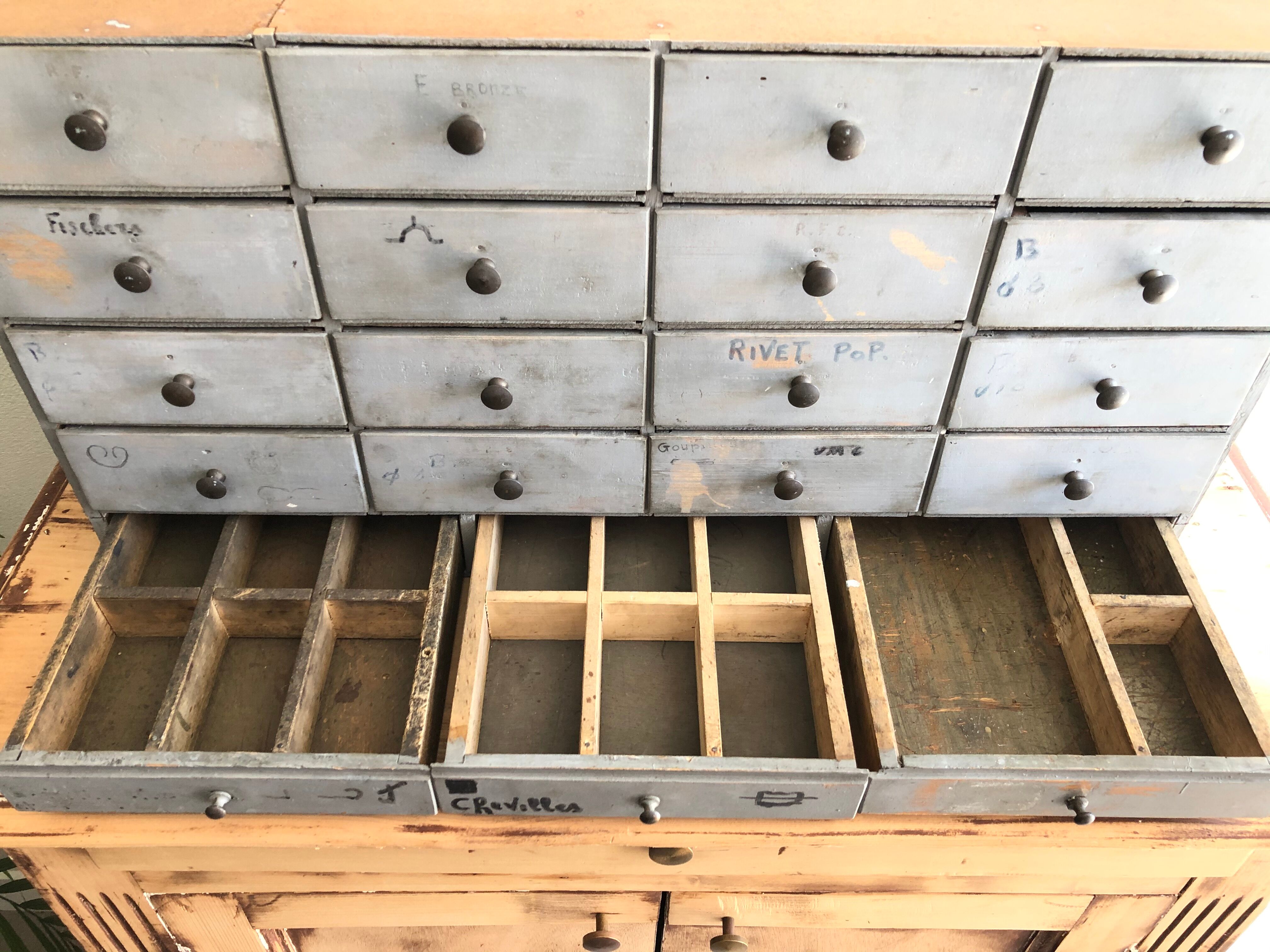 Furniture drawers patinated