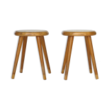 Vintage children's beech wood stools. 1950s. set of 2