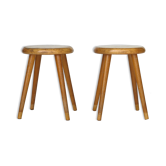 Vintage children's beech wood stools. 1950s. set of 2