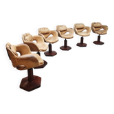 Chaises pivotantes en cuir vintage rares