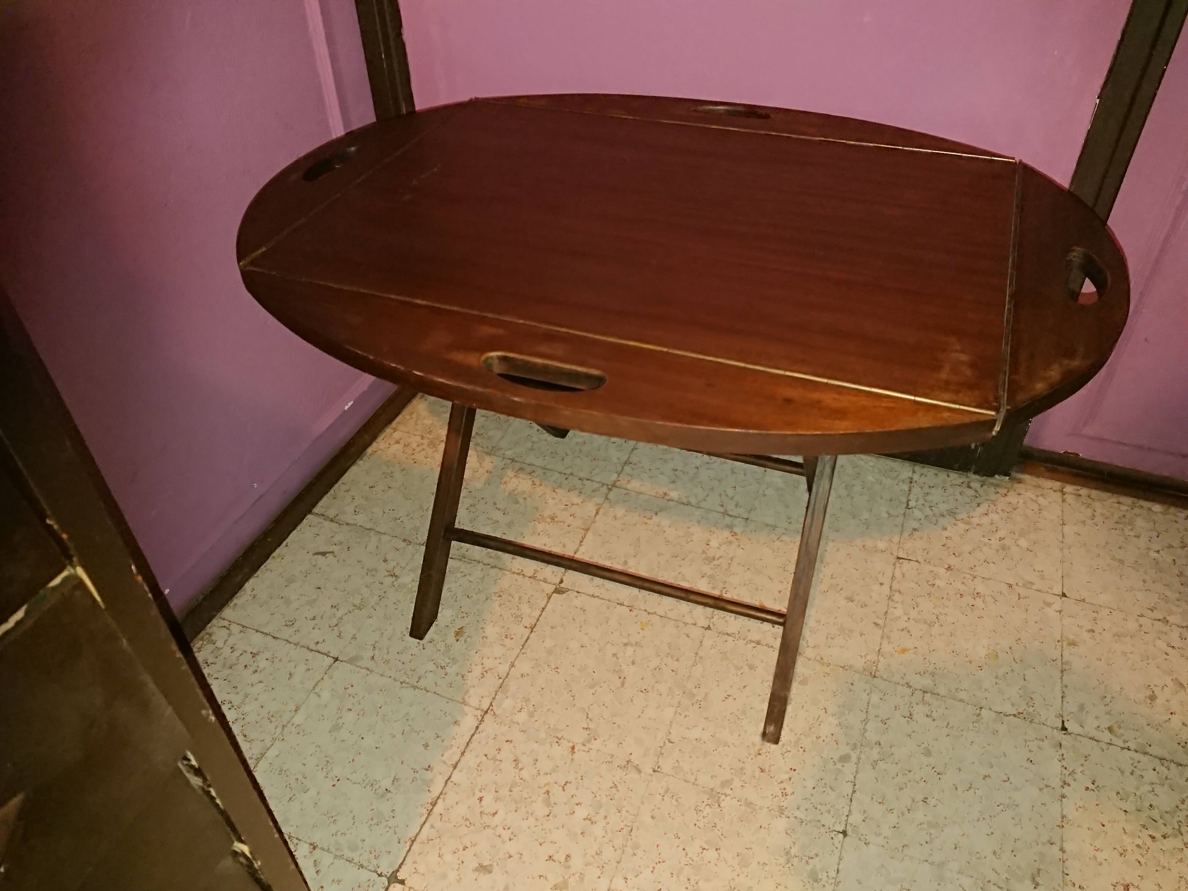 Teak wood coffee table, oval shape, folding boat style 1970