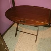 Teak wood coffee table, oval shape, folding boat style 1970