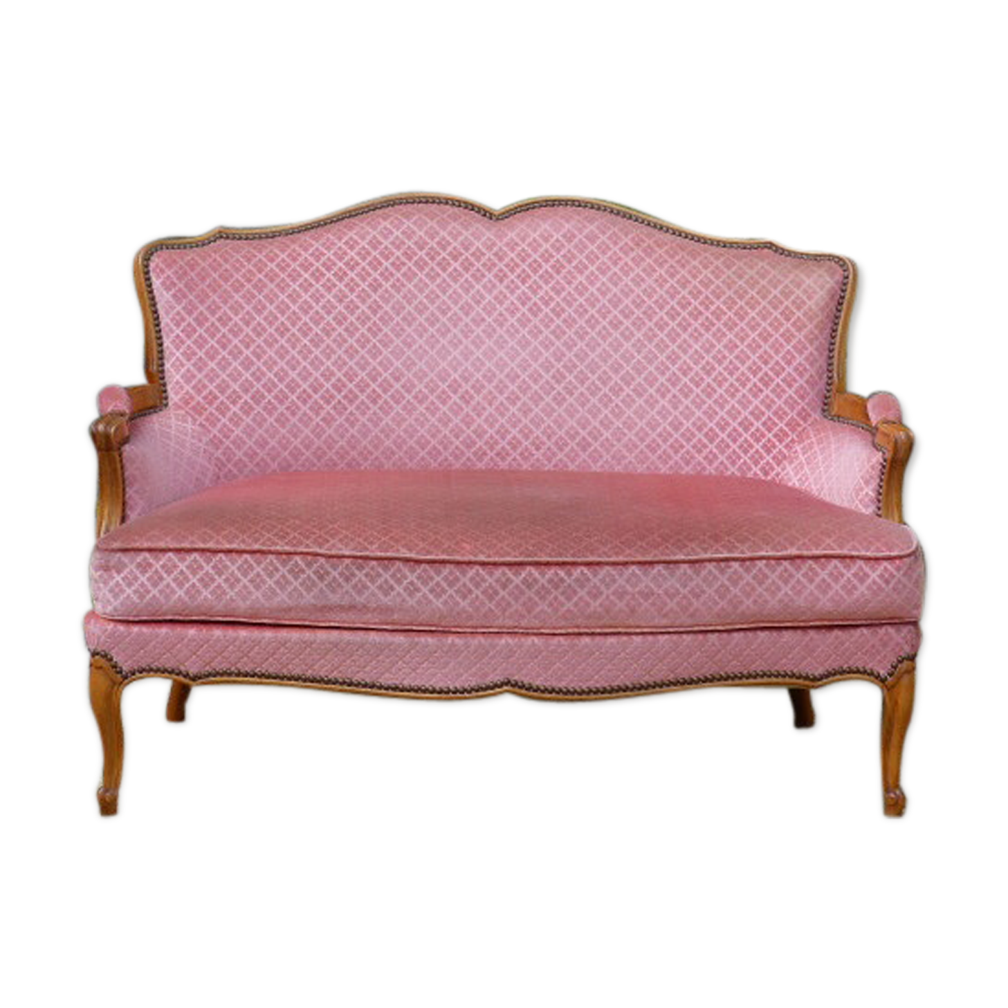 Pink velvet vintage sofa bench