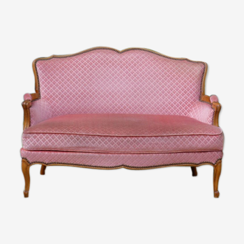 Banquette canapé vintage en velours rose