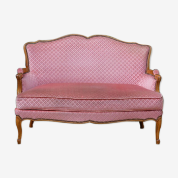 Pink velvet vintage sofa bench