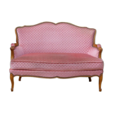 Pink velvet vintage sofa bench