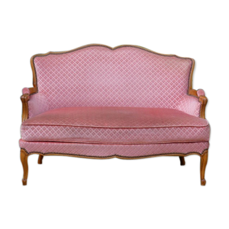 Pink velvet vintage sofa bench