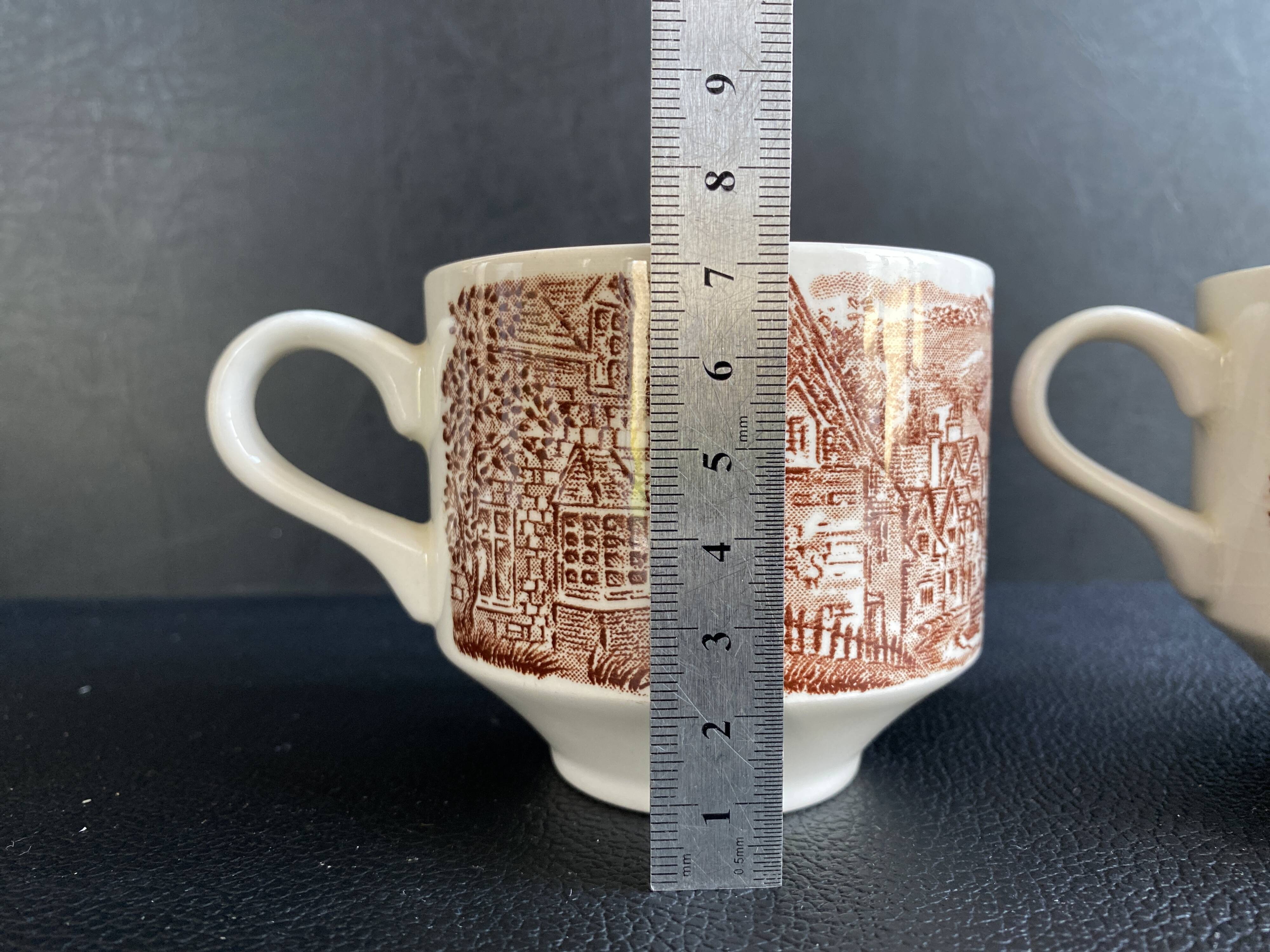 Duo of English Cups & Saucers Broadhurst Ironstone - Hunting Scene