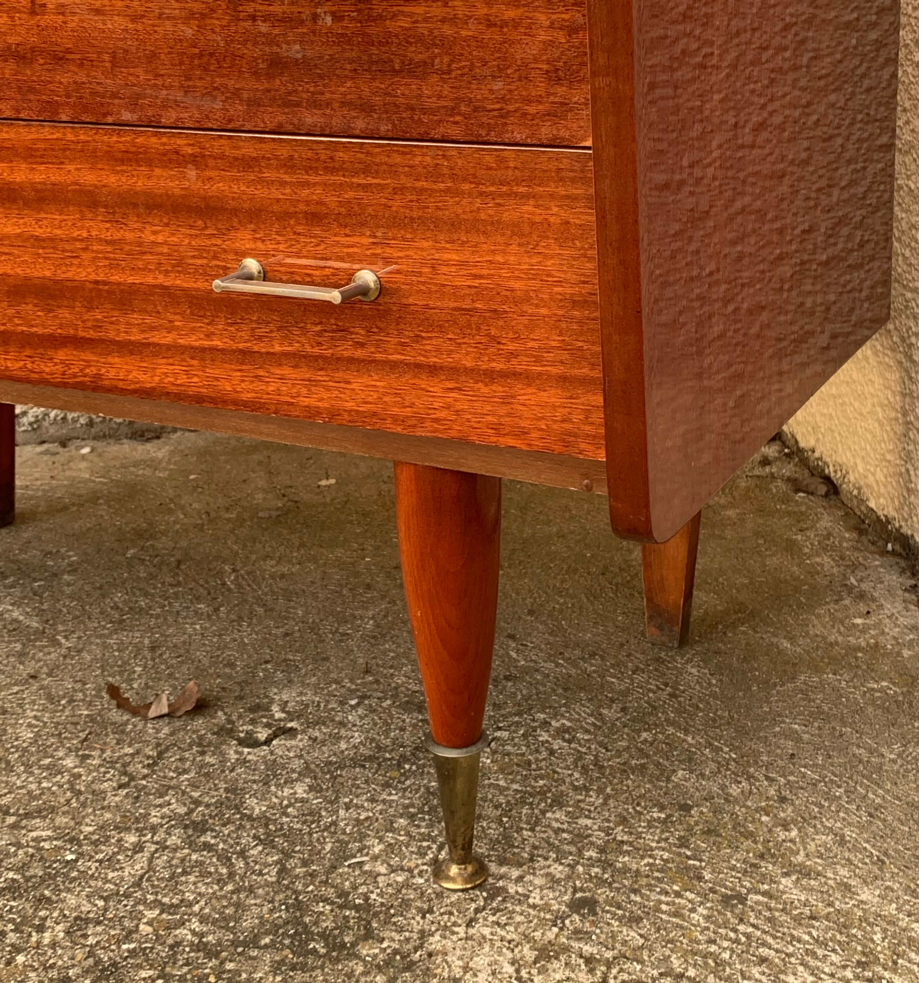 Vintage varnished teak chest of drawers 1970